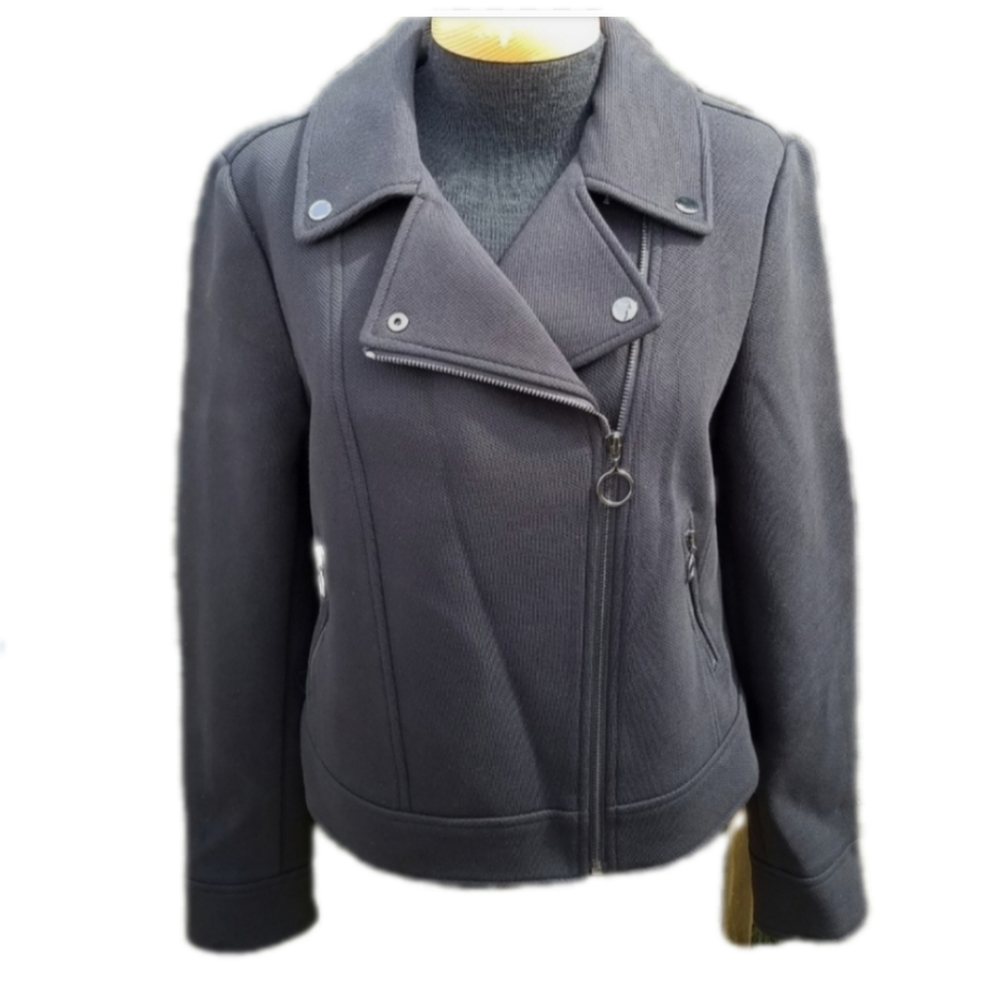 ANN TAYLOR TWILL MOTO JACKET